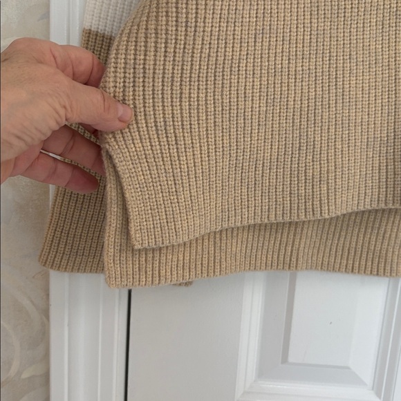 Ann Taylor Weekend Trendy Striped Beige and Charcoal Cardigan Sweater - Picture 5 of 10